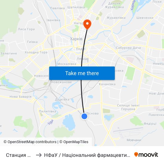 Станция Основа to НФаУ / Національний фармацевтичний університет map