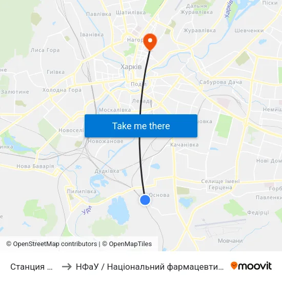 Станция Основа to НФаУ / Національний фармацевтичний університет map