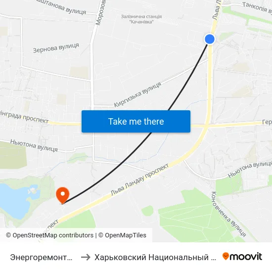Энергоремонтное Предприятие to Харьковский Национальный Университет Внутренних Дел map
