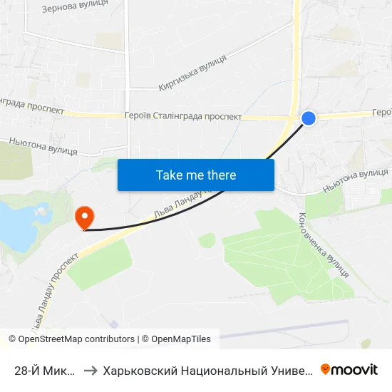 28-Й Микрорайон to Харьковский Национальный Университет Внутренних Дел map
