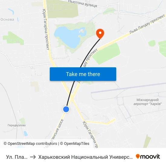 Ул. Планерна to Харьковский Национальный Университет Внутренних Дел map