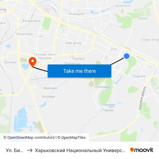 Ул. Библика to Харьковский Национальный Университет Внутренних Дел map
