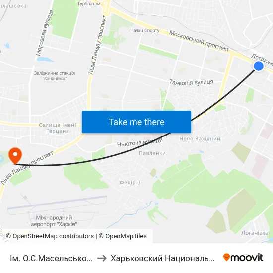 Ім. О.С.Масельського (Imeni O.S. Maselskoho) to Харьковский Национальный Университет Внутренних Дел map