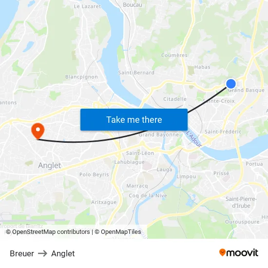 Breuer to Anglet map