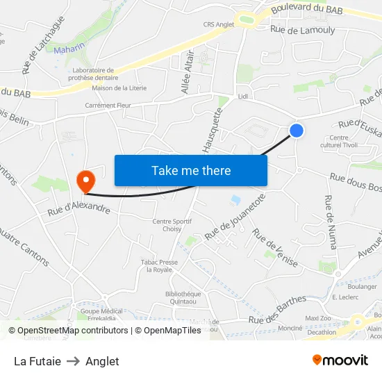 La Futaie to Anglet map