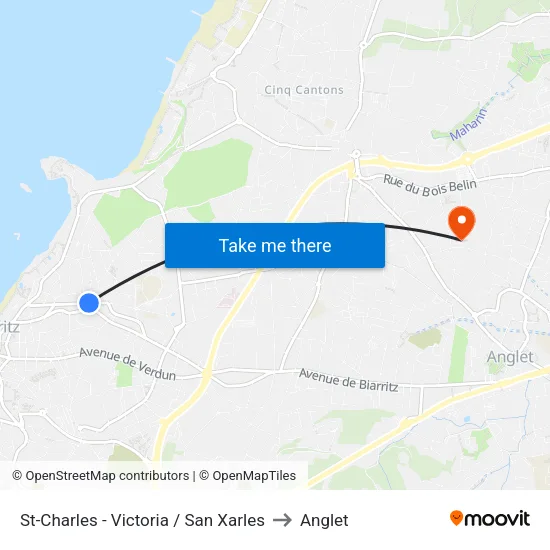 St-Charles - Victoria / San Xarles to Anglet map