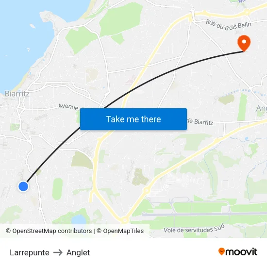 Larrepunte to Anglet map