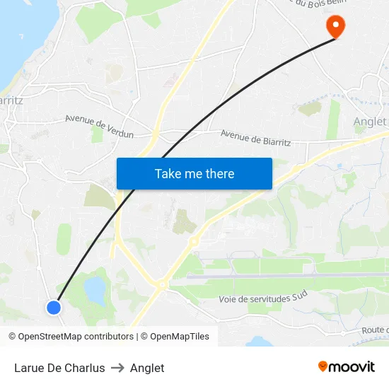 Larue De Charlus to Anglet map