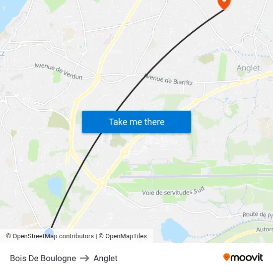 Bois De Boulogne to Anglet map