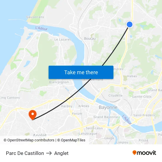 Parc De Castillon to Anglet map