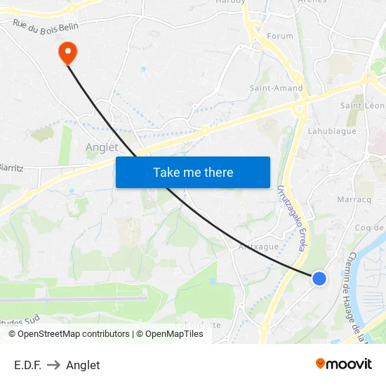 E.D.F. to Anglet map