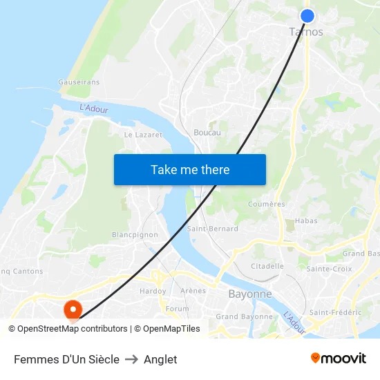 Femmes D'Un Siècle to Anglet map