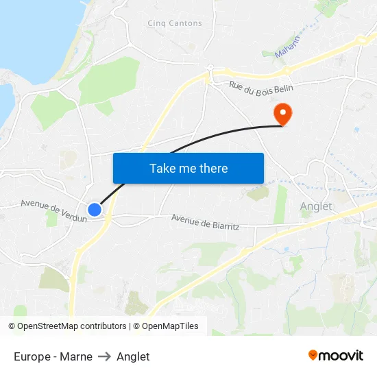 Europe - Marne to Anglet map