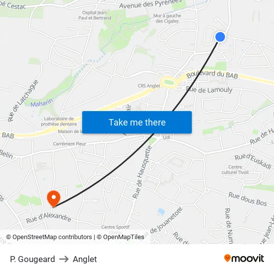 P. Gougeard to Anglet map