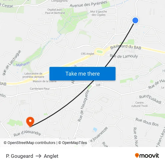 P. Gougeard to Anglet map