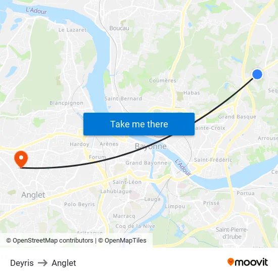 Deyris to Anglet map