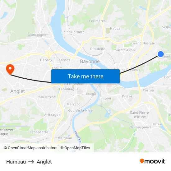 Hameau to Anglet map