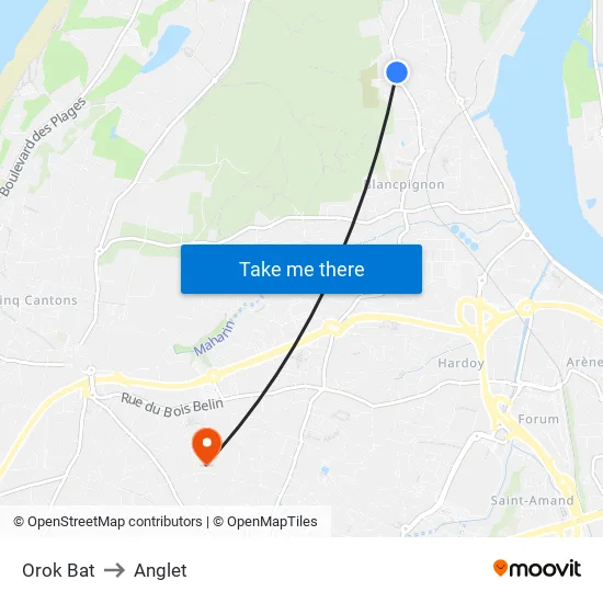 Orok Bat to Anglet map