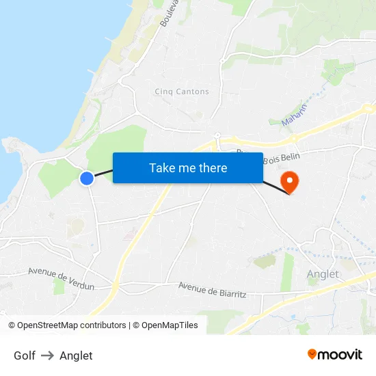 Golf to Anglet map