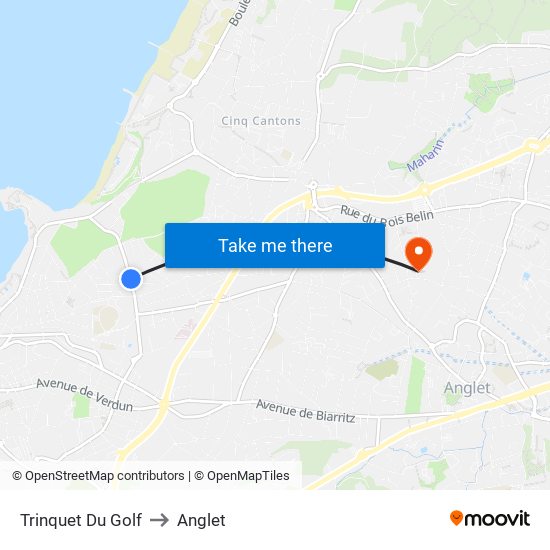 Trinquet Du Golf to Anglet map