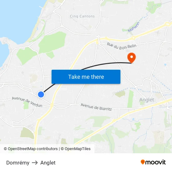 Domrémy to Anglet map