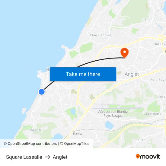 Square Lassalle to Anglet map