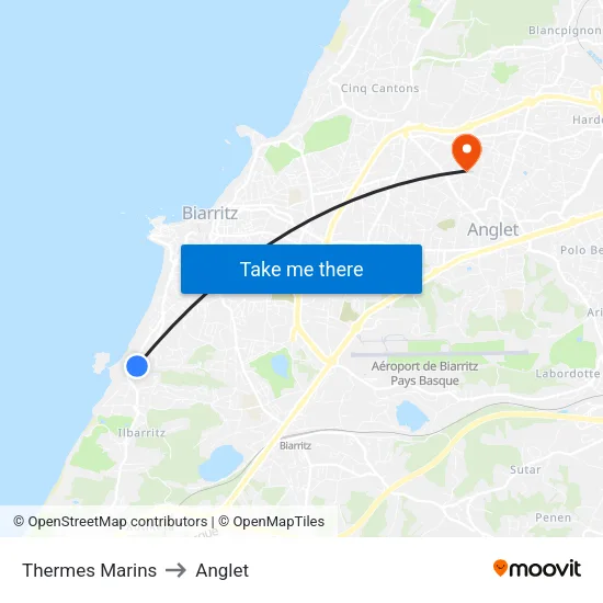 Thermes Marins to Anglet map