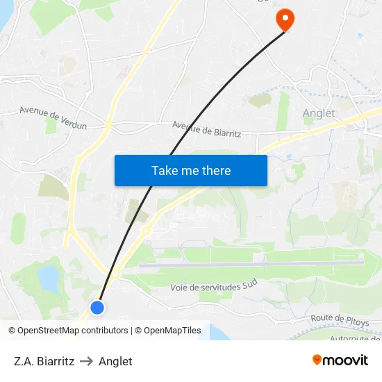 Z.A. Biarritz to Anglet map
