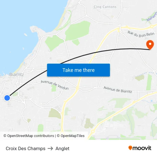 Croix Des Champs to Anglet map