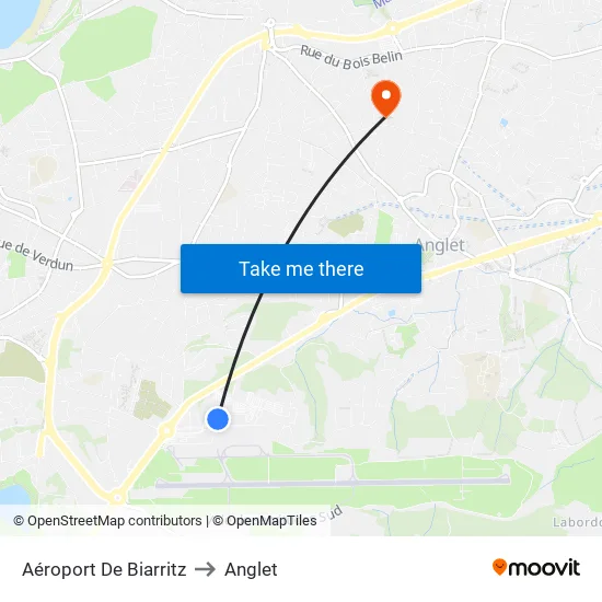 Aéroport De Biarritz to Anglet map