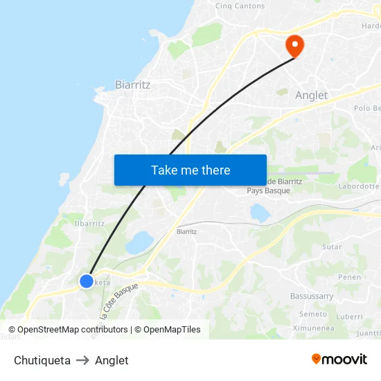 Chutiqueta to Anglet map