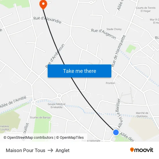 Maison Pour Tous to Anglet map