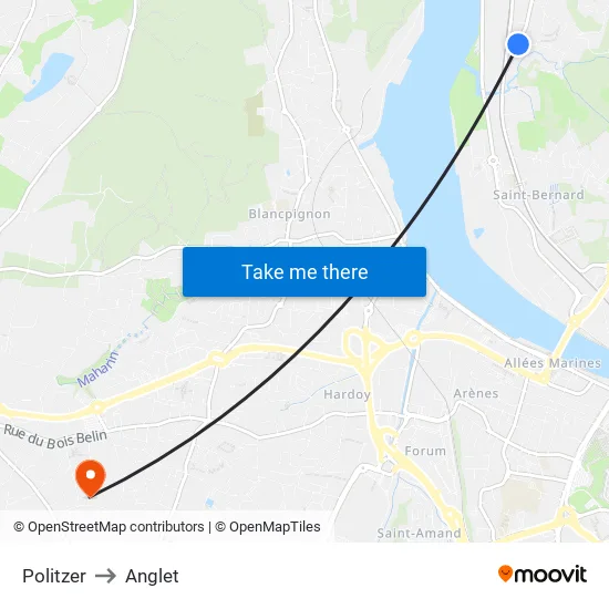 Politzer to Anglet map