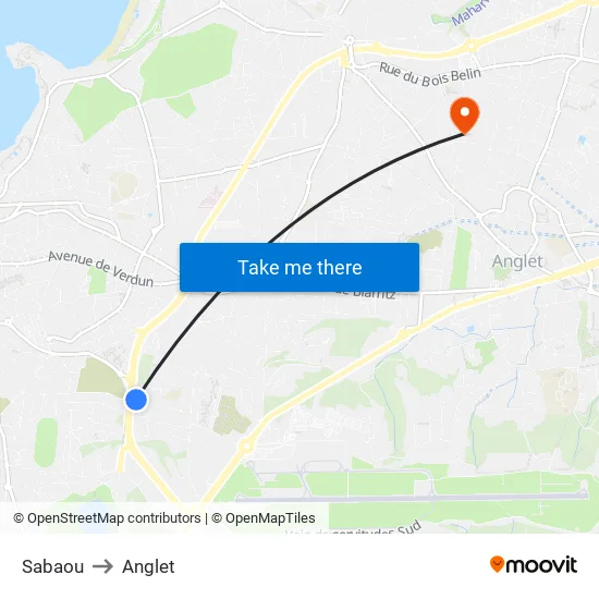Sabaou to Anglet map