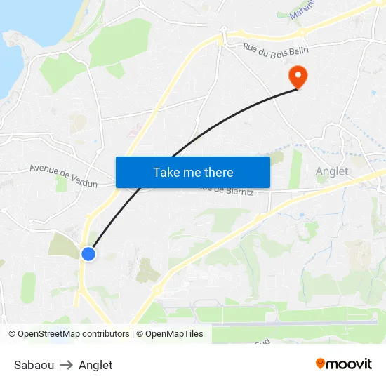 Sabaou to Anglet map