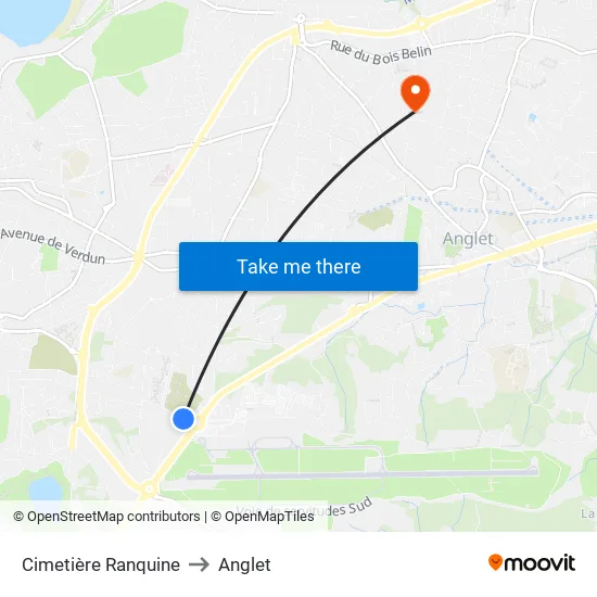Cimetière Ranquine to Anglet map