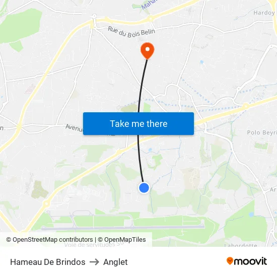 Hameau De Brindos to Anglet map