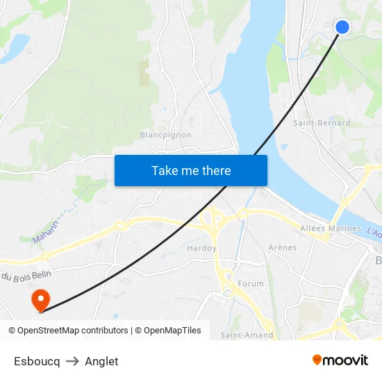 Esboucq to Anglet map
