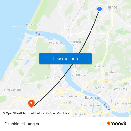 Dauphin to Anglet map