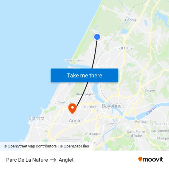 Parc De La Nature to Anglet map