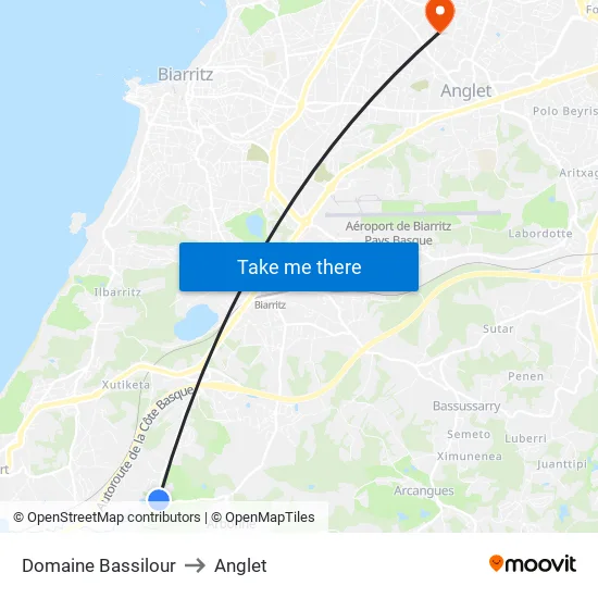 Domaine Bassilour to Anglet map