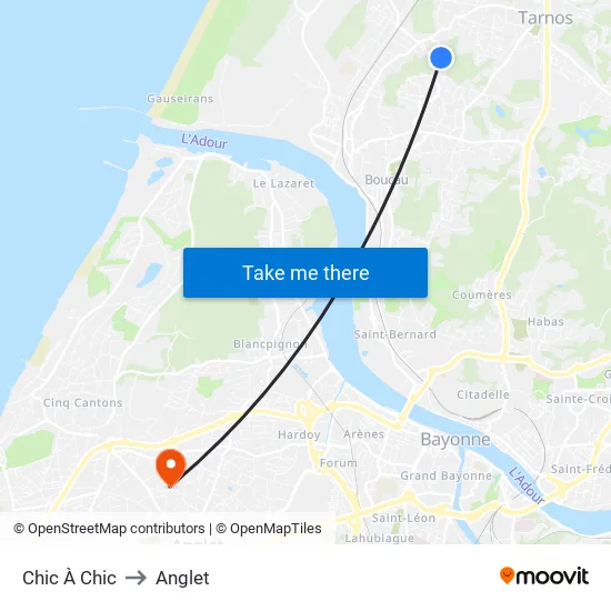 Chic À Chic to Anglet map