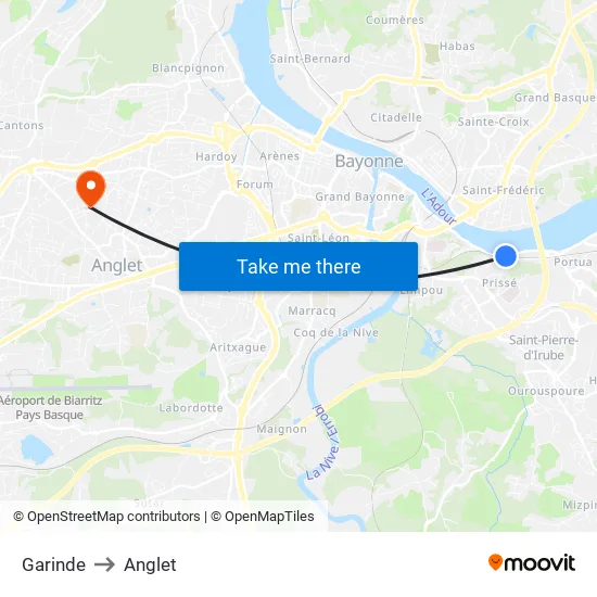Garinde to Anglet map
