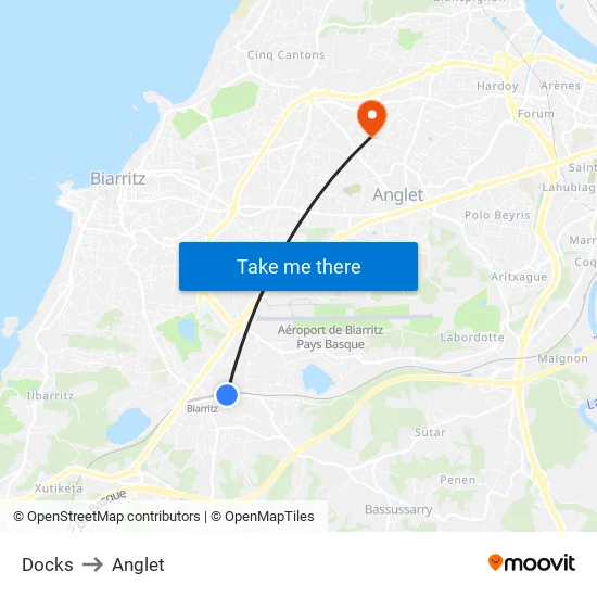 Docks to Anglet map