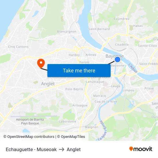 Echauguette - Museoak to Anglet map