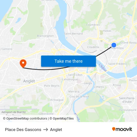 Place Des Gascons to Anglet map