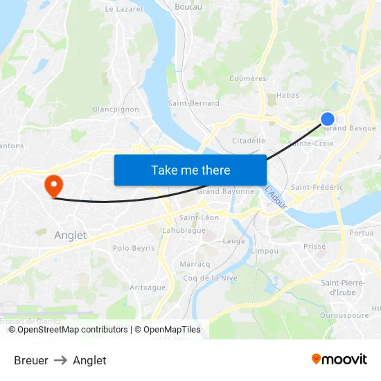 Breuer to Anglet map