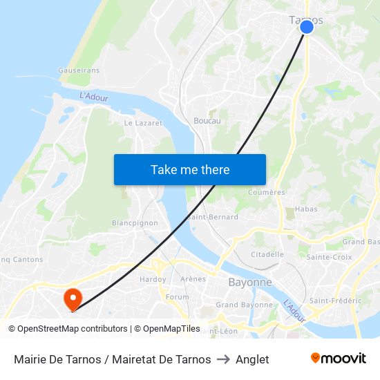 Mairie De Tarnos / Mairetat De Tarnos to Anglet map