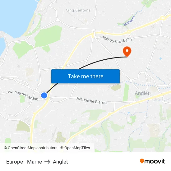 Europe - Marne to Anglet map