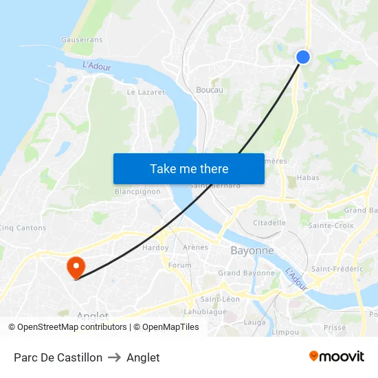 Parc De Castillon to Anglet map